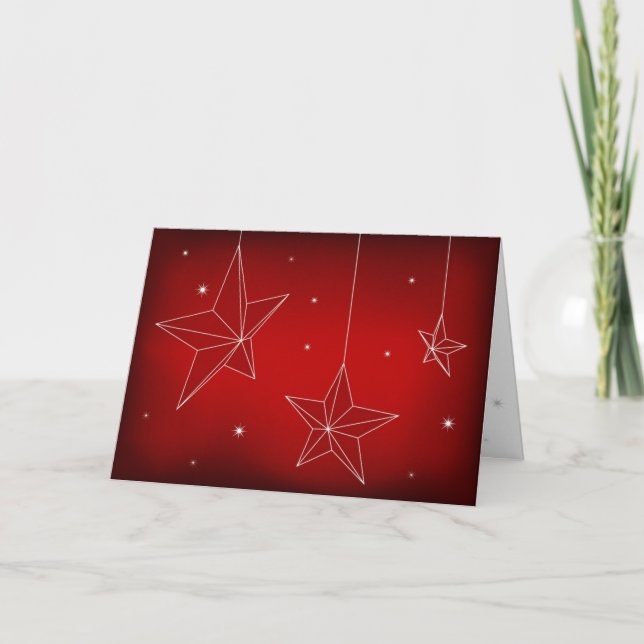 Tarjeta Festiva Estrellas navidades en rojo (Anverso)