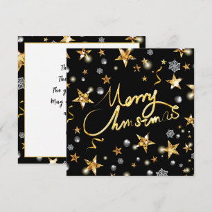 Tarjeta Festiva Estrellas Negras Metálicas Doradas Geniales Moda F