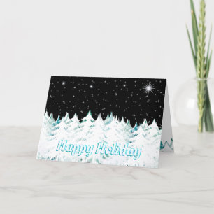 Tarjeta Festiva Estrellas nocturnas de navidades nivelan árboles l