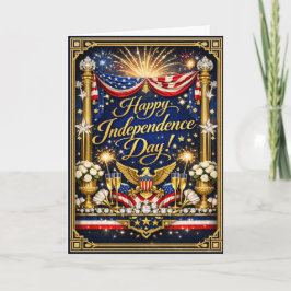 Tarjeta Festiva Estrellas Patrióticas Feliz Día de la Independenci