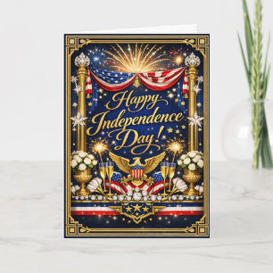 Tarjeta Festiva Estrellas Patrióticas Feliz Día de la Independenci