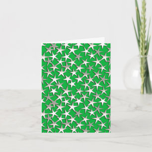 Tarjeta Festiva Estrellas plateadas en verde esmeralda