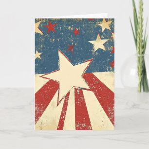 Tarjeta Festiva Estrellas retro de la bandera estadounidense