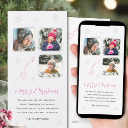 Tarjeta Festiva Estrellas rosadas dibujadas a mano Invierno 3 Foto