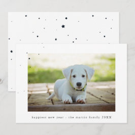 Tarjeta Festiva Estrellas y foto del Año Nuevo de los puntos