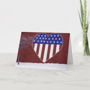 Tarjeta Festiva Estrellas y rayas en forma de corazón