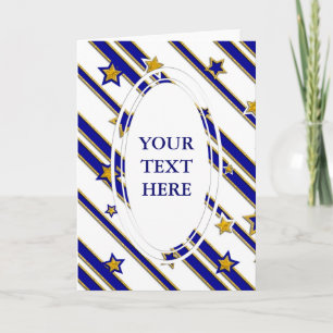 Tarjeta Festiva Estrellas y rayas Patrón de oro azul + tus ideas