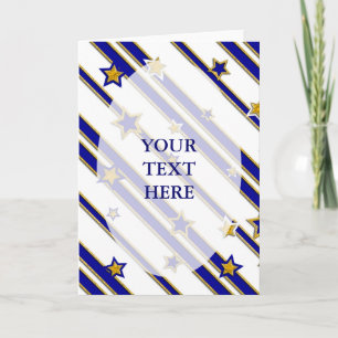 Tarjeta Festiva Estrellas y rayas Patrón de oro azul + tus ideas