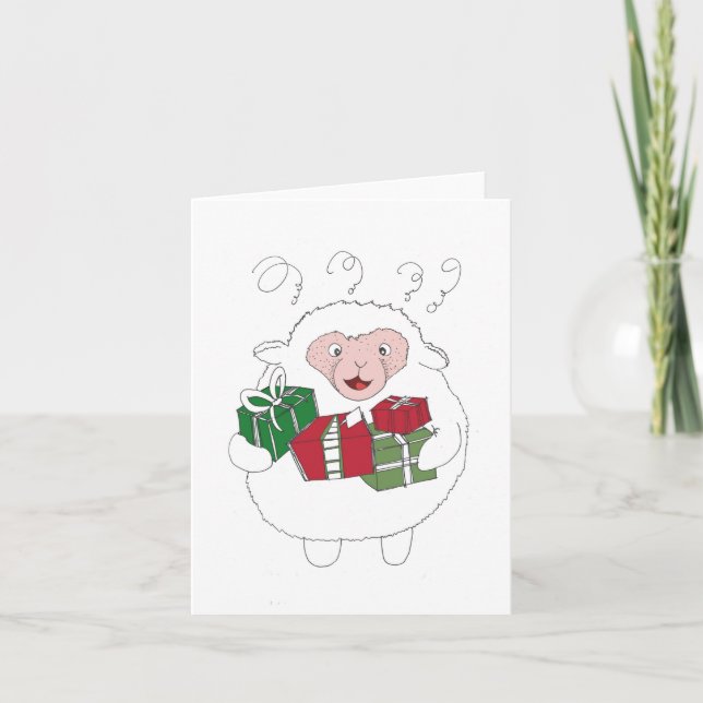 Tarjeta Festiva Estrés ovino en los Navidades (Anverso)