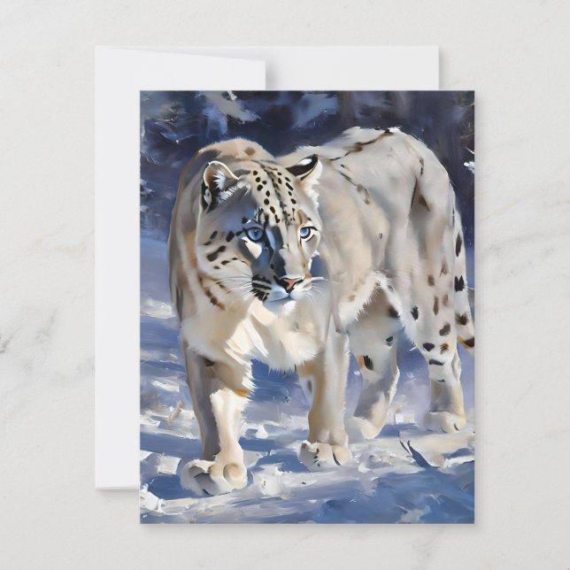 Tarjeta Festiva Estudio B sobre el leopardo de la nieve - Aceites (Anverso)