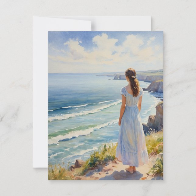 Tarjeta Festiva Estudio de acuarela de playa D (Anverso)