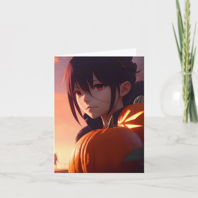Tarjeta Festiva Estudio de calabaza - Anime - AI - B (Anverso)
