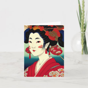 Tarjeta Festiva Estudio de Geisha A al estilo japonés