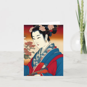 Tarjeta Festiva Estudio de Geisha D al estilo japonés