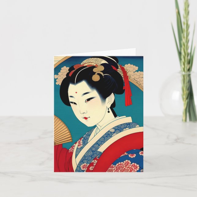 Tarjeta Festiva Estudio de Geisha F al estilo japonés (Anverso)