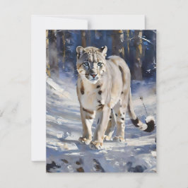 Tarjeta Festiva Estudio de Leopardo de la Nieve C - Aceites