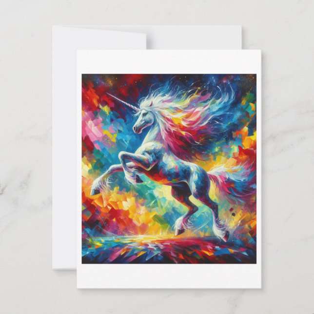 Tarjeta Festiva Estudio de Unicorn C - Fantasy AI (Anverso)
