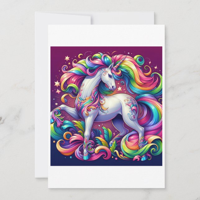 Tarjeta Festiva Estudio de Unicorn I - Fantasy AI (Anverso)