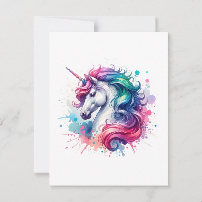 Tarjeta Festiva Estudio de Unicorn K - Fantasy AI (Anverso)