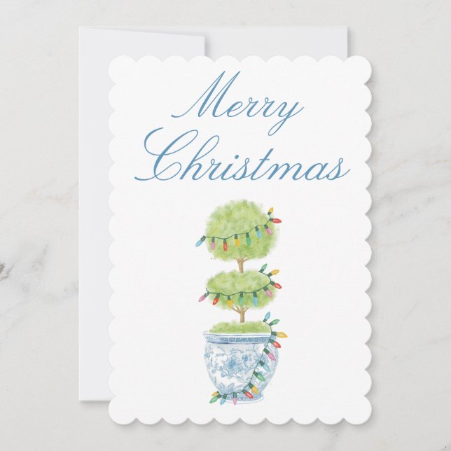 Tarjeta Festiva Etiqueta de regalo de Chinoiserie para navidades c (Anverso)