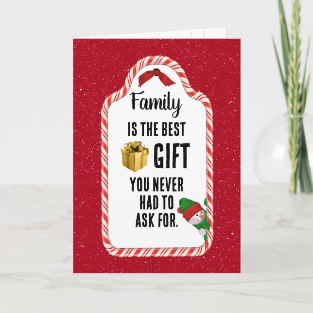 Tarjeta Festiva Etiqueta de regalo para Navidades de familia (Anverso)