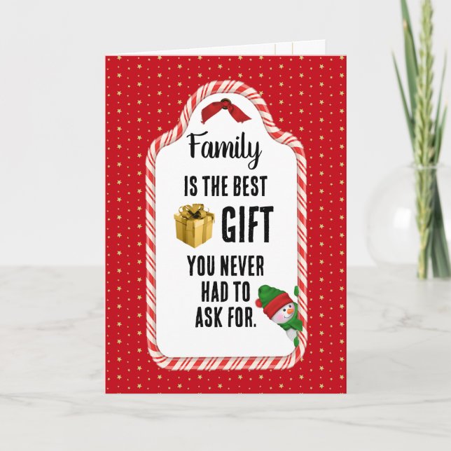 Tarjeta Festiva Etiqueta de regalo para Navidades de familia (Anverso)