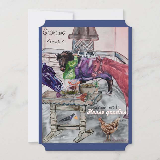 Tarjeta Festiva etiqueta de tratamiento de caballos (Anverso)