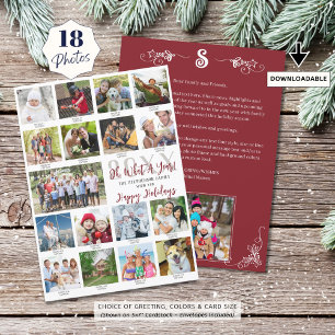 Tarjeta Festiva Etiquetas de Collage de Fotos de Qué Año Resumen d