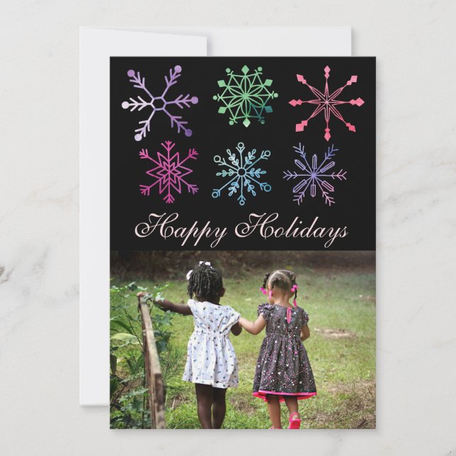Tarjeta Festiva Etnia feliz vacaciones acuáticas Copos de nieve (Anverso)