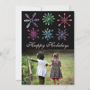 Tarjeta Festiva Etnia feliz vacaciones acuáticas Copos de nieve