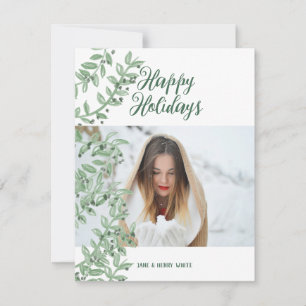 Tarjeta Festiva Eucalyptus Branches Happy Holidays Personalizado P