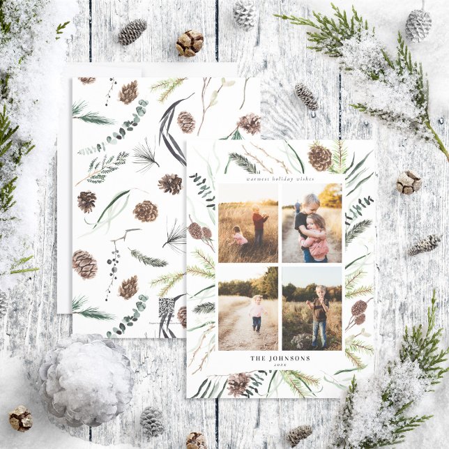 Tarjeta Festiva Eucalyptus Dusty Winter Botanicals 4 Photo Holiday (Subido por el creador)