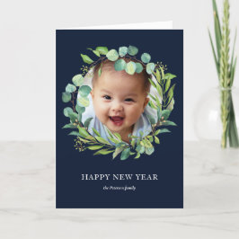 Tarjeta Festiva Eucalyptus Wreath | Fotografía de Año Nuevo del Fo