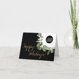 Tarjeta Festiva Eucalyptus Wreath Your Logo Company Black gold