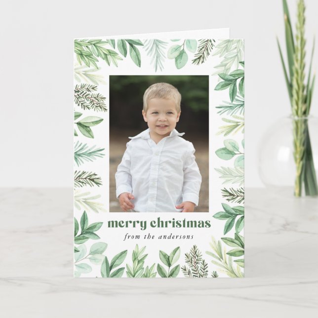 Tarjeta Festiva Eucalyptus y Evergreen 2 Foto (Anverso)