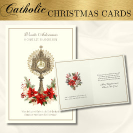 Tarjeta Festiva Eucharist Poinsettia Floral Navidades católicos