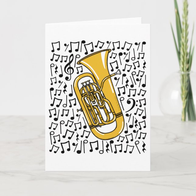 Tarjeta Festiva Euphonium Musical Notes Brass Músico (Anverso)