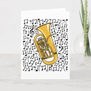 Tarjeta Festiva Euphonium Musical Notes Brass Músico