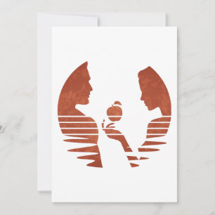 Tarjeta Festiva Eva le da una manzana a Adán, versión Grunge 3/3