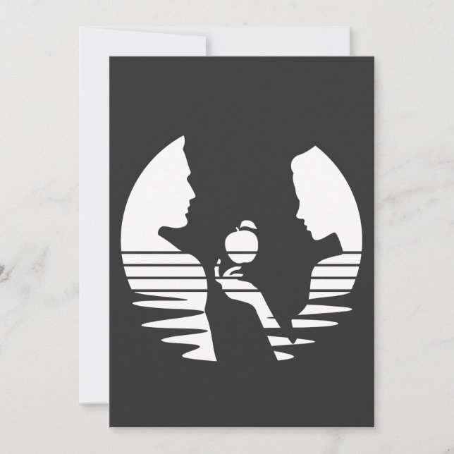 Tarjeta Festiva Eve Manda Una Apple A Adam, Versión Blanca 2/3 (Anverso)