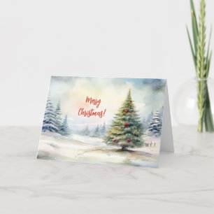 Tarjeta Festiva Evergreen Christmas Tree Landscape Holiday Card