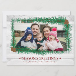 Tarjeta Festiva Evergreen Frame Holiday Card