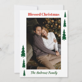 Tarjeta Festiva Evergreen Portrait Blessed Christmas Winter