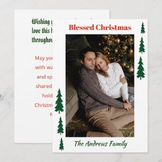 Tarjeta Festiva Evergreen Portrait Blessed Christmas Winter