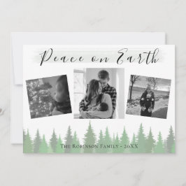 Tarjeta Festiva Evergreen Trees Peace on Earth 3 foto Navidades