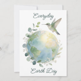 Tarjeta Festiva Everyday Earth Day Hummingbird Bird