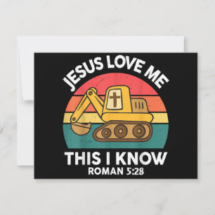 Tarjeta Festiva Excavadora cristiana Jesús me ama esto yo sé