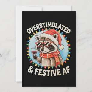 Tarjeta Festiva Excesivamente estimulada Y Festiva Af Feral Raccoo