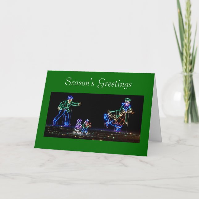 Tarjeta Festiva Exhibición de la luz de los patinadores de hielo (Anverso)
