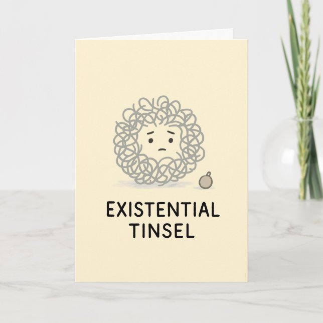 Tarjeta Festiva Existential Tinsel Funny Christmas Card (Anverso)